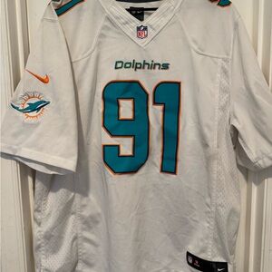 Nike White and Teal Dolphins Jersey